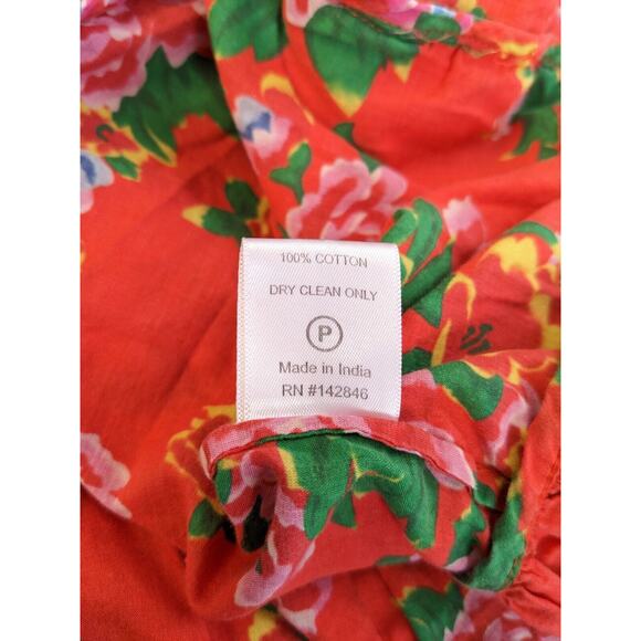 Rhode Size Small Elodie Crop Top Red Tiered Ruffle 100% Cotton Floral V Neck - Picture 12 of 13